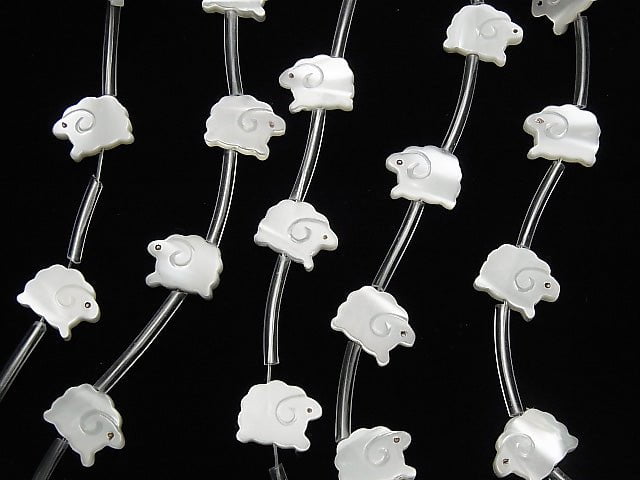 [Video] High Quality Mother of Pearl MOP AAA White Sheep Shape 11x9mm half or 1strand (Approx 14pcs)