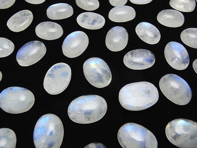 [Video]High Quality Rainbow Moonstone AA++ Oval Cabochon 18x13mm 2pcs