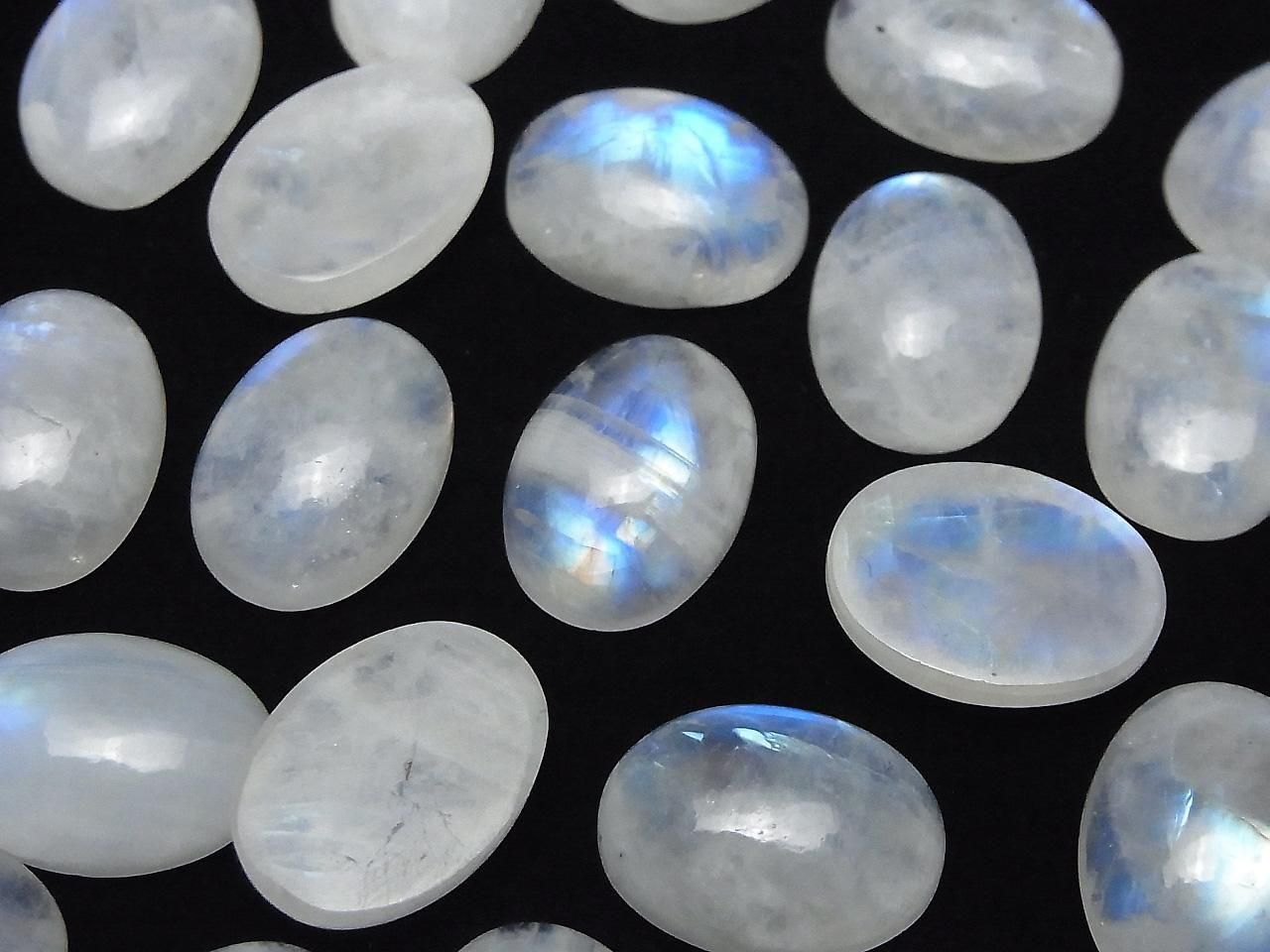 Cabochon Ovale Pierre de Lune Arc-en-ciel AA++ Haute Qualité 18x13mm 2pcs