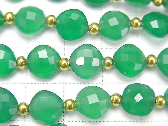 [Video] High Quality Green Onyx AAA Diamond Shape (Cushion Cut) 9x9mm half or 1strand (18pcs)