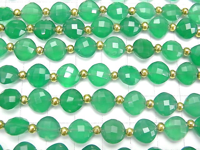 [Video] High Quality Green Onyx AAA Diamond Shape (Cushion Cut) 9x9mm half or 1strand (18pcs)