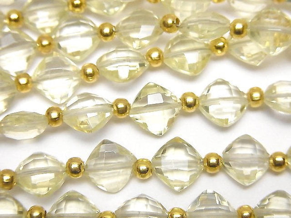 [Video] High Quality Lemon Quartz AAA Diamond Shape (Cushion Cut )8x8mm half or 1strand (26pcs )