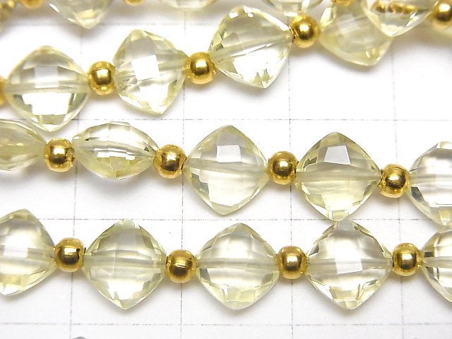 [Video] High Quality Lemon Quartz AAA Diamond Shape (Cushion Cut )8x8mm half or 1strand (26pcs )