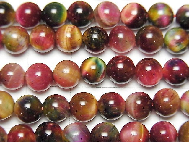 [Video] Mix Color Tiger's Eye AAA- Round 6mm 1strand beads (aprx.15inch/36cm)