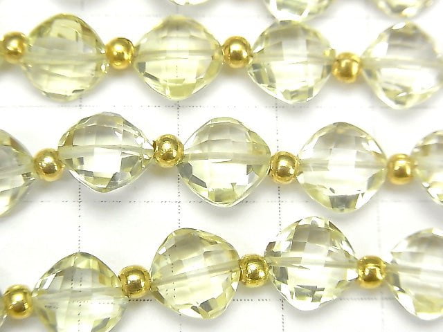 [Video] High Quality Lemon Quartz AAA Diamond Shape (Cushion Cut) 9x9mm half or 1strand (18pcs)