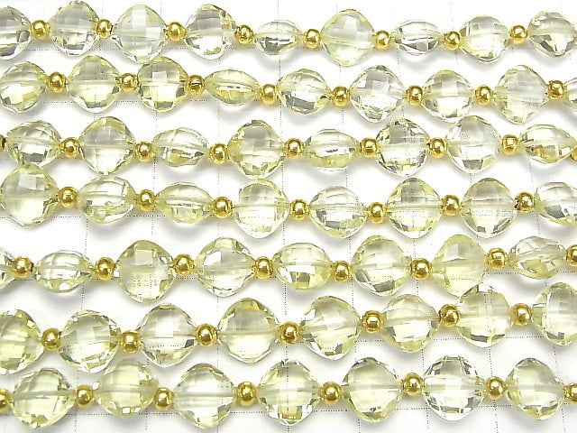 [Video] High Quality Lemon Quartz AAA Diamond Shape (Cushion Cut) 9x9mm half or 1strand (18pcs)