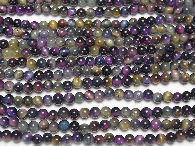 [Video] Mix Tiger's Eye AAA- Round 4mm 1strand beads (aprx.15inch / 36cm)