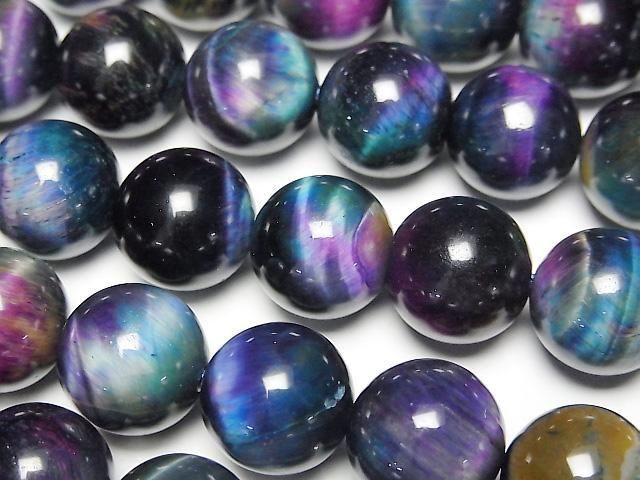 混色虎眼石 AAA級 - 圓珠 12mm 半串或1串珠子 (約15英吋/36公分)