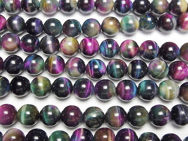 [Video] Mix Tiger's Eye AAA- Round 12mm 1strand beads (aprx.14inch / 35cm)