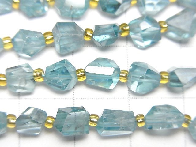 [Video]High Quality Natural Blue Zircon AAA- Faceted Nugget 1strand beads (aprx.7inch/18cm)