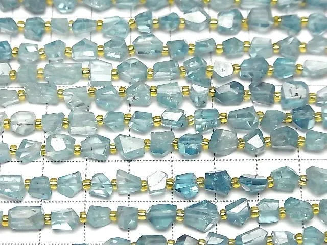 [Video]Natural Blue Zircon AA++ Faceted Nugget 1strand beads (aprx.7inch/18cm)