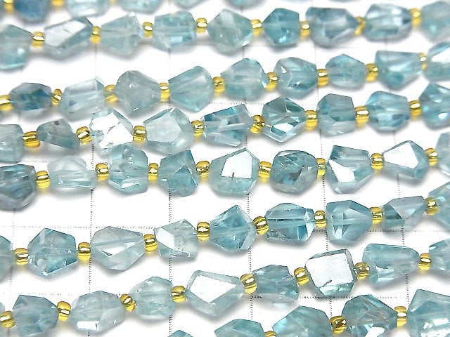 [Video]High Quality Natural Blue Zircon AAA- Faceted Nugget 1strand beads (aprx.7inch/18cm)