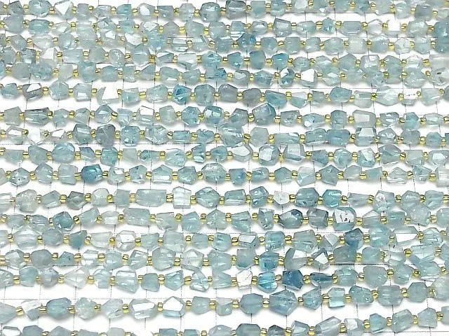 [Video]Natural Blue Zircon AA++ Faceted Nugget 1strand beads (aprx.7inch/18cm)