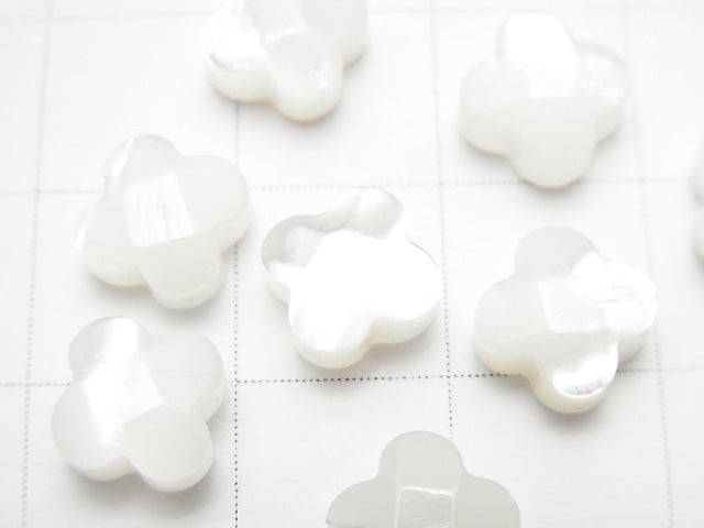 [Video] High Quality White Shell Flower (Faceted) 8x8x4mm [Drilled Hole] 4pcs