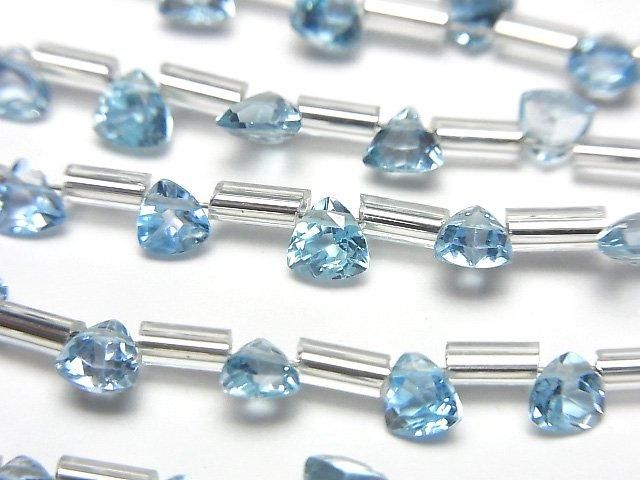 [Video]High Quality Swiss Blue Topaz AAA- Triangle Faceted 4x4mm half or 1strand (18pcs)