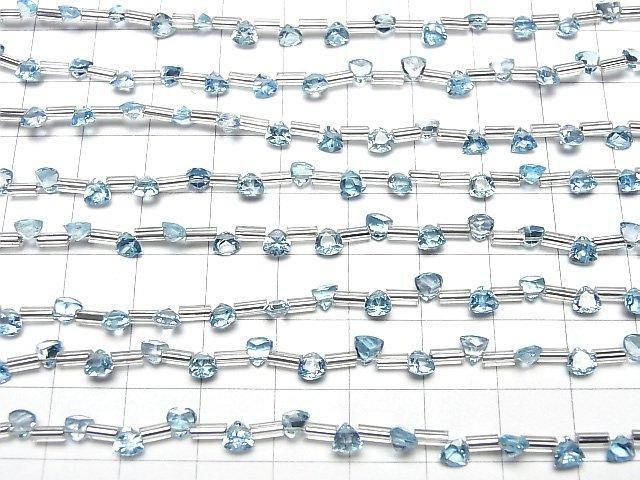 [Video]High Quality Swiss Blue Topaz AAA- Triangle Faceted 4x4mm half or 1strand (18pcs)