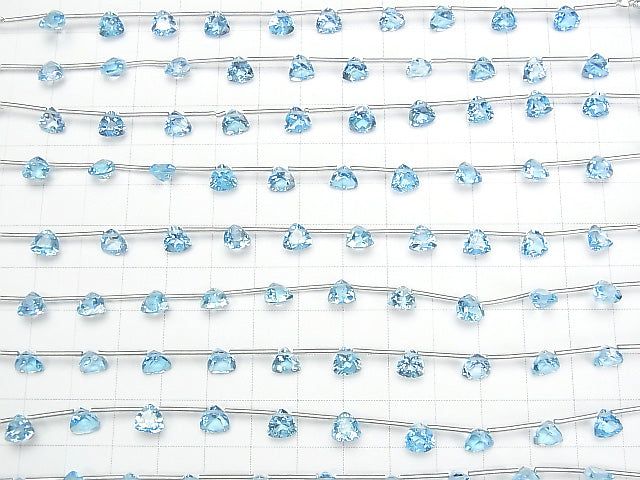 [Video] High Quality Swiss Blue Topaz AAA- Triangle Faceted 6x6mm 1strand (8pcs)