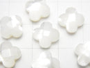 [Video] High Quality White Shell Flower (Faceted) 10x10x4mm [Drilled Hole] 3pcs