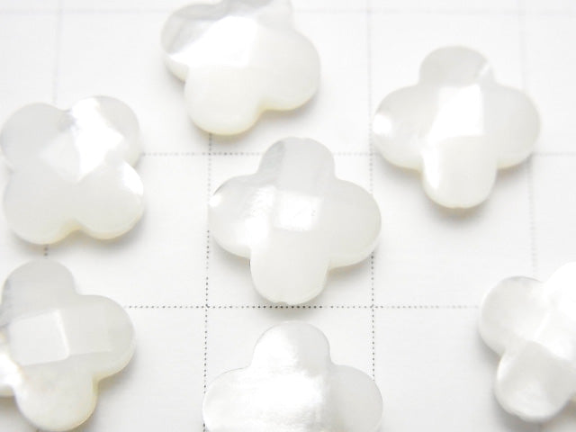[Video] High Quality White Shell Flower (Faceted) 10x10x4mm [Drilled Hole] 3pcs