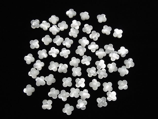 [Video] High Quality White Shell Flower (Faceted) 10x10x4mm [Drilled Hole] 3pcs