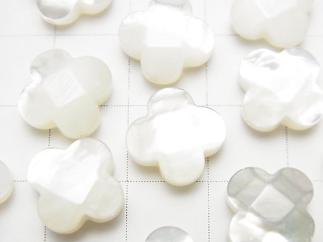 [Video] High Quality White Shell Flower (Faceted) 12x12x4.5mm [Drilled Hole] 2pcs