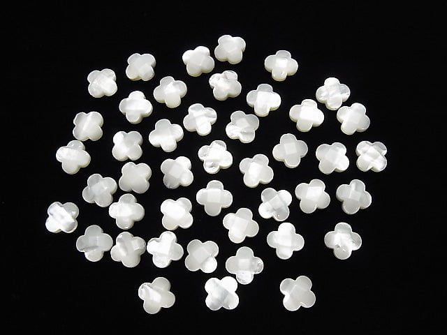 [Video] High Quality White Shell Flower (Faceted) 12x12x4.5mm [Drilled Hole] 2pcs