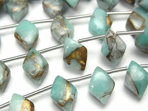 Copper Turquoise & Amazonite, Diamond Gemstone Beads