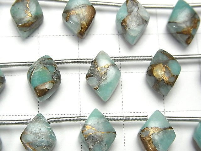 [Video] Copper Amazonite AAA Diamond 12x8mm half or 1strand (8pcs)