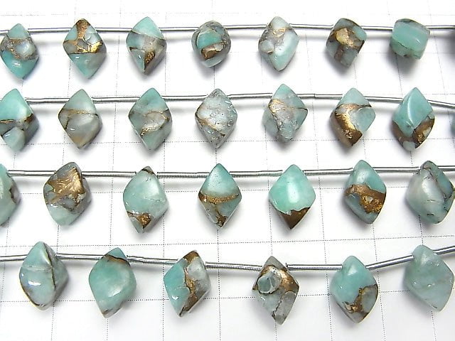 [Video] Copper Amazonite AAA Diamond 12x8mm half or 1strand (8pcs)