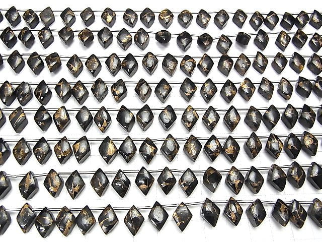 [Video] Copper Obsidian AAA Diamond 12x8mm half or 1strand (18pcs)