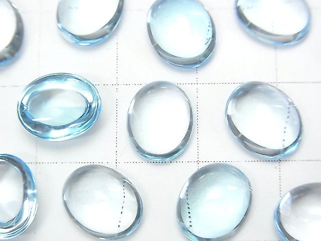 [Video] High Quality Sky Blue Topaz AAA Oval Cabochon 10x8mm 1pc