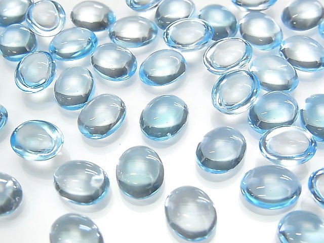 [Video] High Quality Sky Blue Topaz AAA Oval Cabochon 10x8mm 1pc