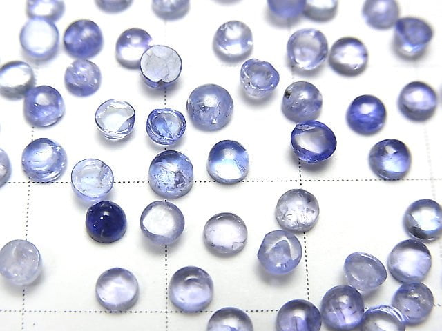 [Video] High Quality Tanzanite AA++ Round Cabochon 3x3mm 10pcs