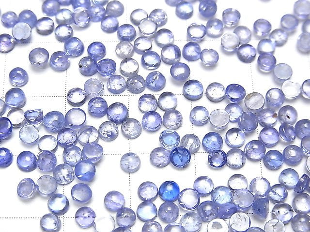 [Video] High Quality Tanzanite AA++ Round Cabochon 3x3mm 10pcs