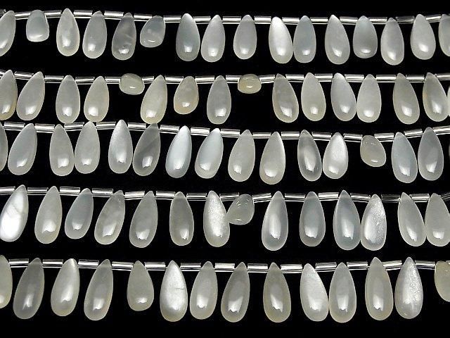 [Video]High Quality White Moonstone AAA- Pear shape (Smooth) 15x6mm half or 1strand (18pcs)