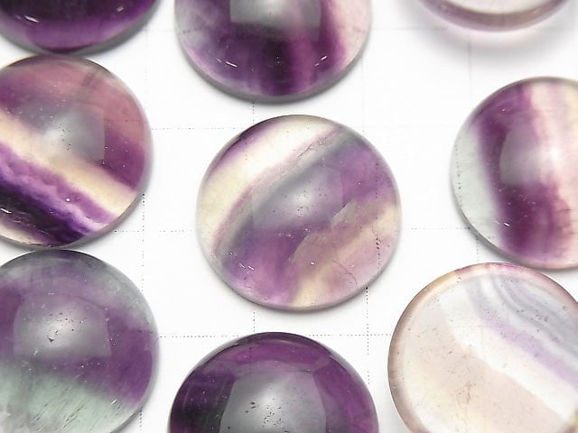 [Video]Fluorite AAA Round Cabochon 18x18mm 2pcs