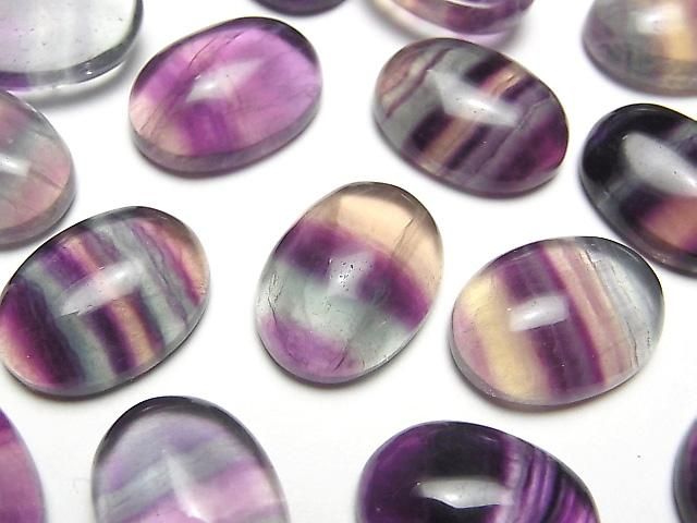 [Video] Multicolor Fluorite AAA Oval Cabochon 18x13mm 2pcs