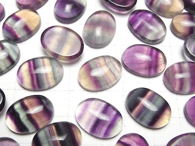 [Video] Multicolor Fluorite AAA Oval Cabochon 18x13mm 2pcs