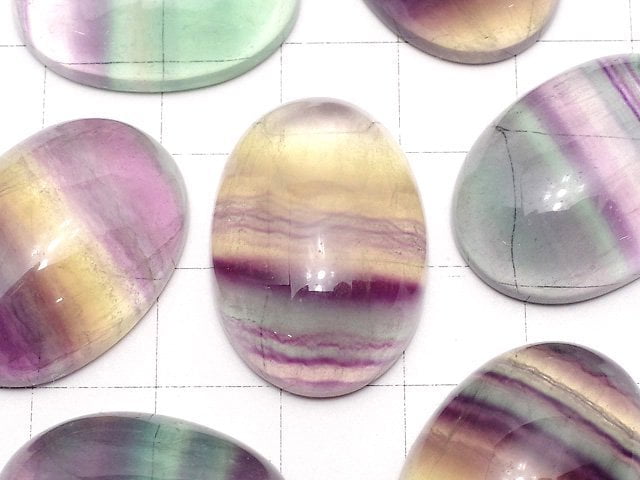 [Video] Fluorite AAA Oval Cabochon 25x18mm 2pcs