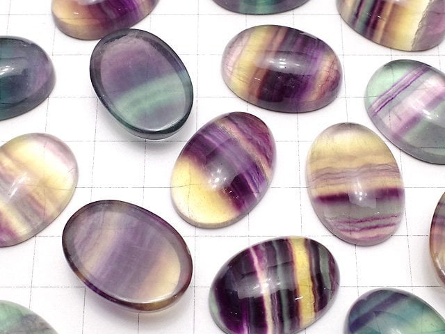 [Video] Fluorite AAA Oval Cabochon 25x18mm 2pcs