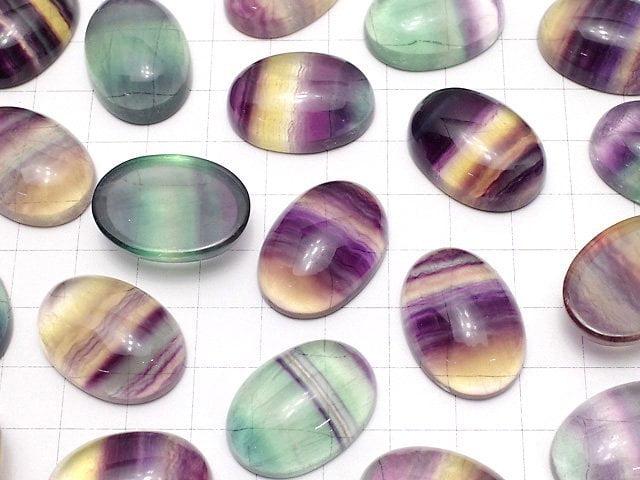 [Video] Fluorite AAA Oval Cabochon 25x18mm 2pcs