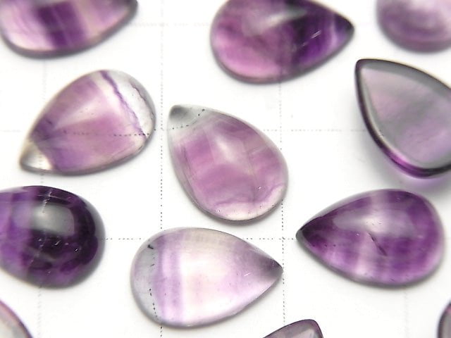 [Video] Fluorite AAA Pear shape Cabochon 12x8mm 3pcs