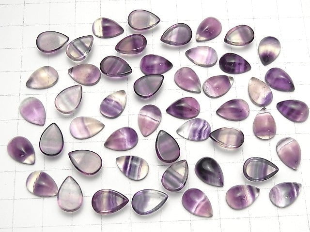 [Video] Fluorite AAA Pear shape Cabochon 12x8mm 3pcs