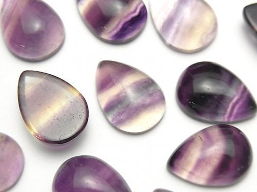 [Video]Fluorite AAA Pear shape Cabochon 18x13mm 2pcs