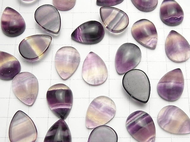 [Video]Fluorite AAA Pear shape Cabochon 18x13mm 2pcs