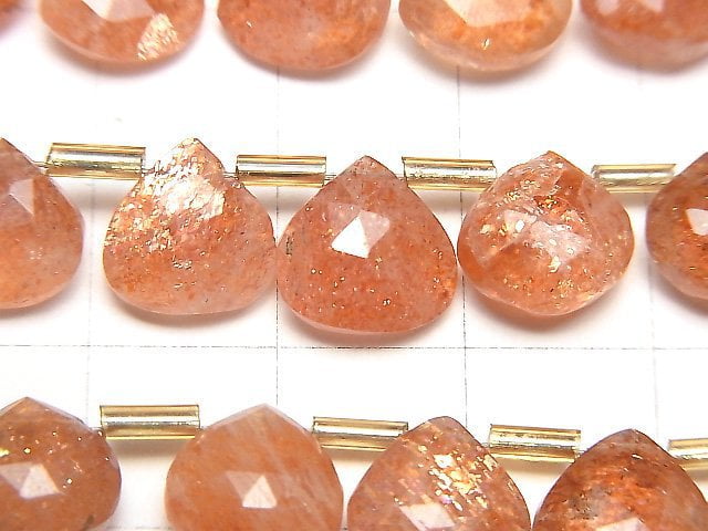 [Video]High Quality Sunstone AAA- Chestnut Faceted Briolette 1strand beads (aprx.7inch/18cm)