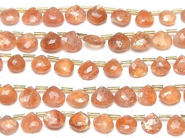 [Video]High Quality Sunstone AAA- Chestnut Faceted Briolette 1strand beads (aprx.7inch/18cm)