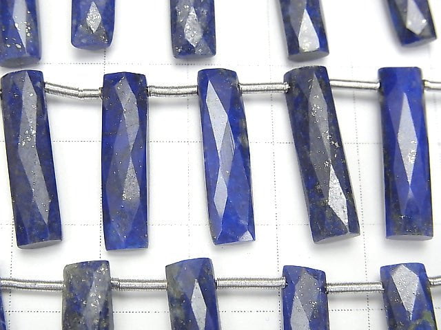 [Video] Lapis lazuli AA+ Faceted Rectangle 20x5mm half or 1strand beads (aprx.7inch / 18cm)