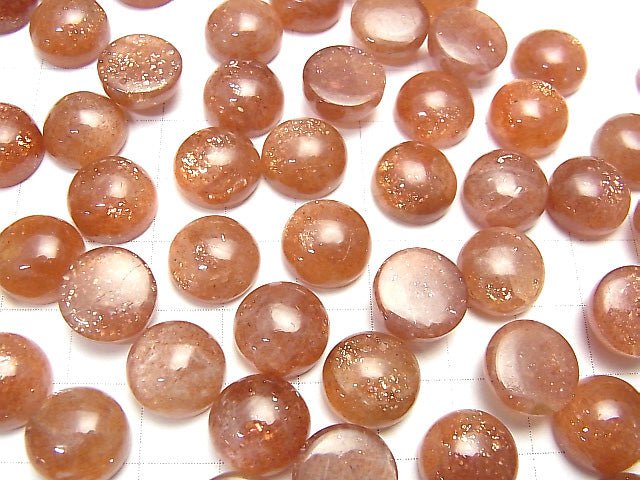 [Video] High Quality Sunstone AA++ Round Cabochon 12x12mm 2pcs