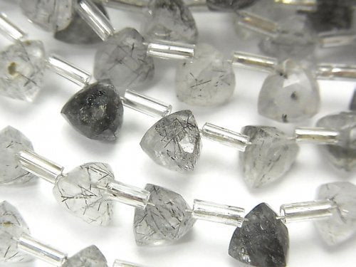 Tourmalinated Quartz, Triangle Gemstone Beads